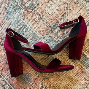 Indigo Rd. Burgundy Velvet Block Heel - Homecoming, Prom, Wedding, etc.